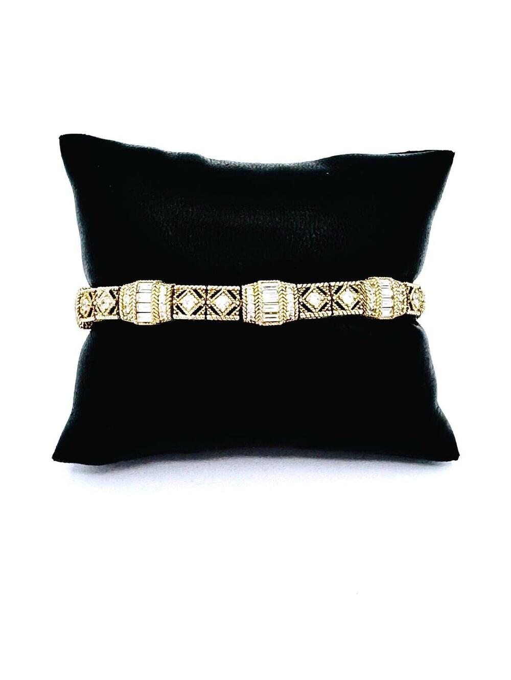 Judith Ripka gold clad 925 silver 6.46ctw baguette & 3.34ctw round CZ bracelet